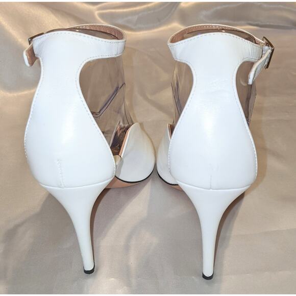 Lewit Rosalia Halo Strap Sandals Heels White Open Toe Ankle Strap Size 38 / US 8 - Picture 4 of 10